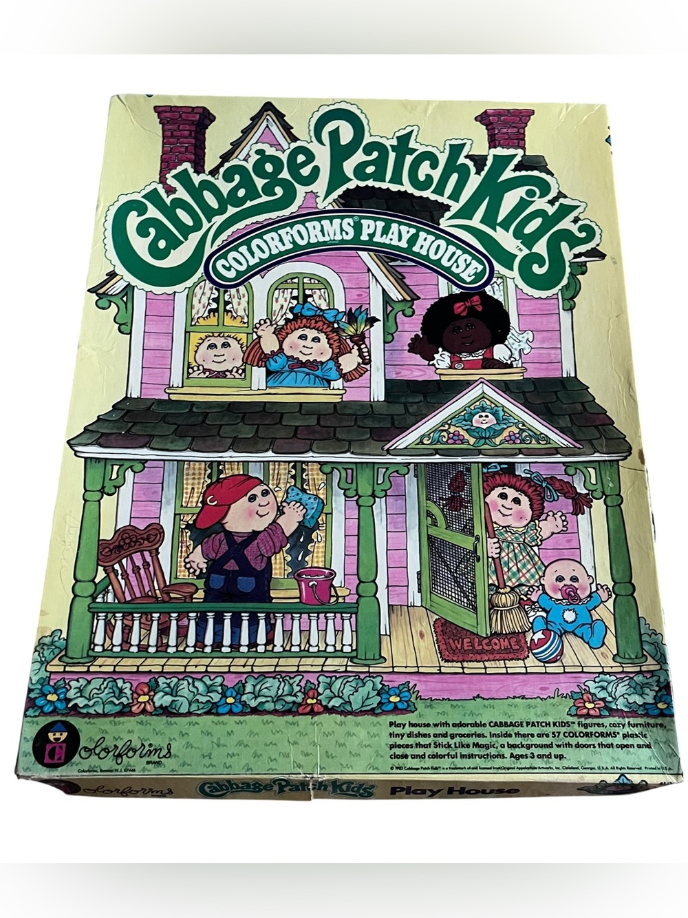 Vintage 1983 Cabbage Patch Kids Colorforms Play House Set Complete In Box Toy